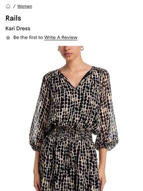 Rails Black & Cream Printed Blouson Midi Dress